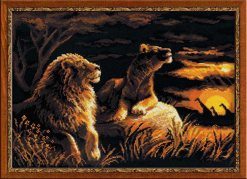 Набор для вышивания крестом «Львы в саванне» (1142) 40х30см