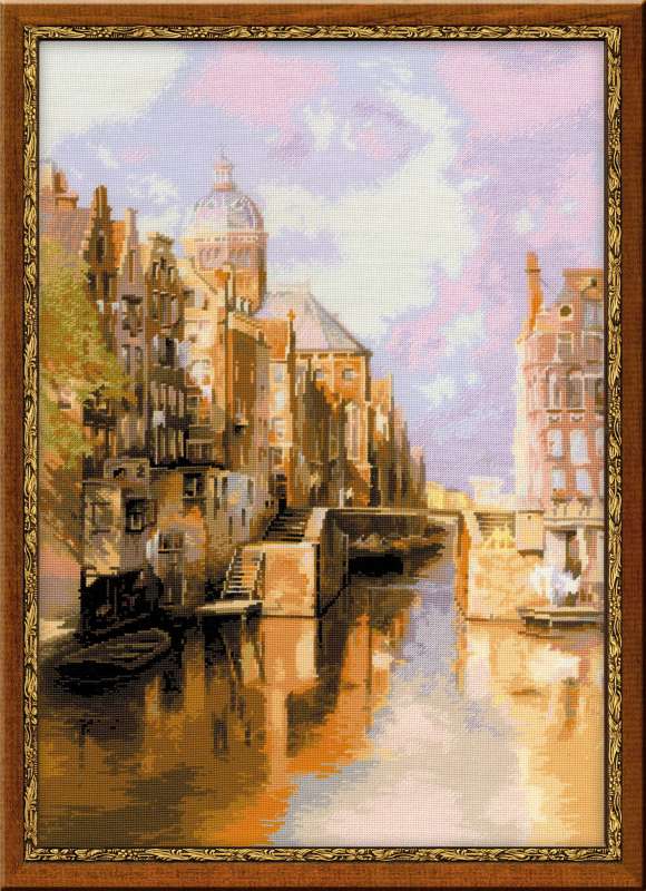 Набор для вышивания крестом ««Амстердам. Канал Аудезейтс Форбургвал» по мотивам картины И. Клинкенберга» (1190) 40х60 см